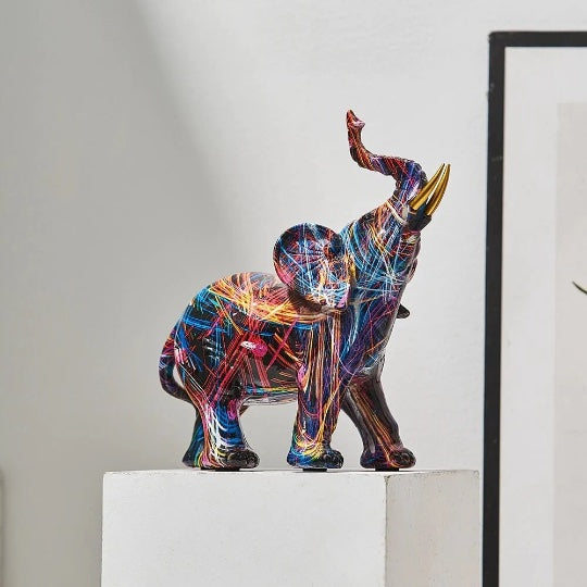 Creative Graffiti Elephant Figurine